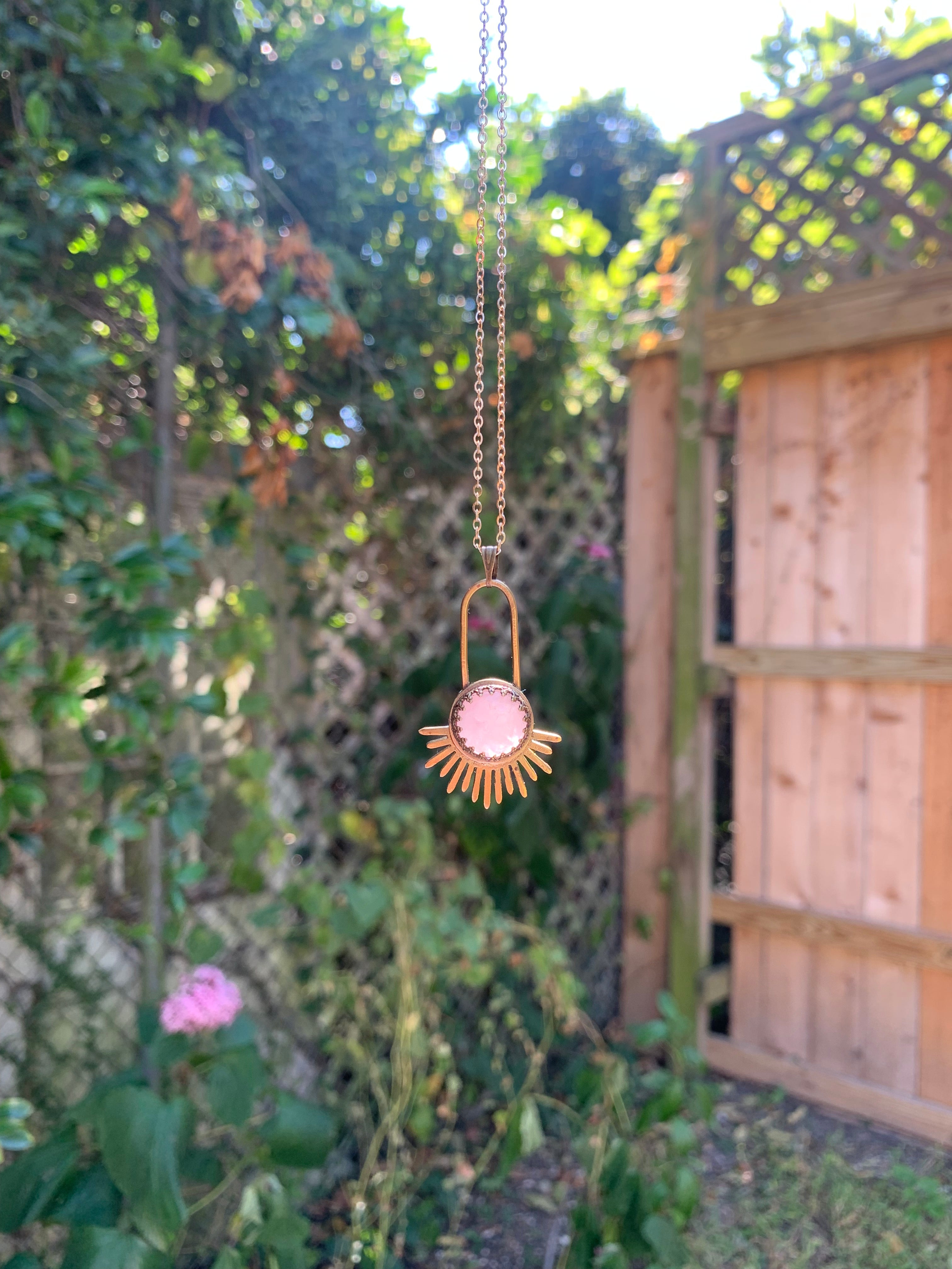 Rose Quartz Aten Sundrop Necklace First Light