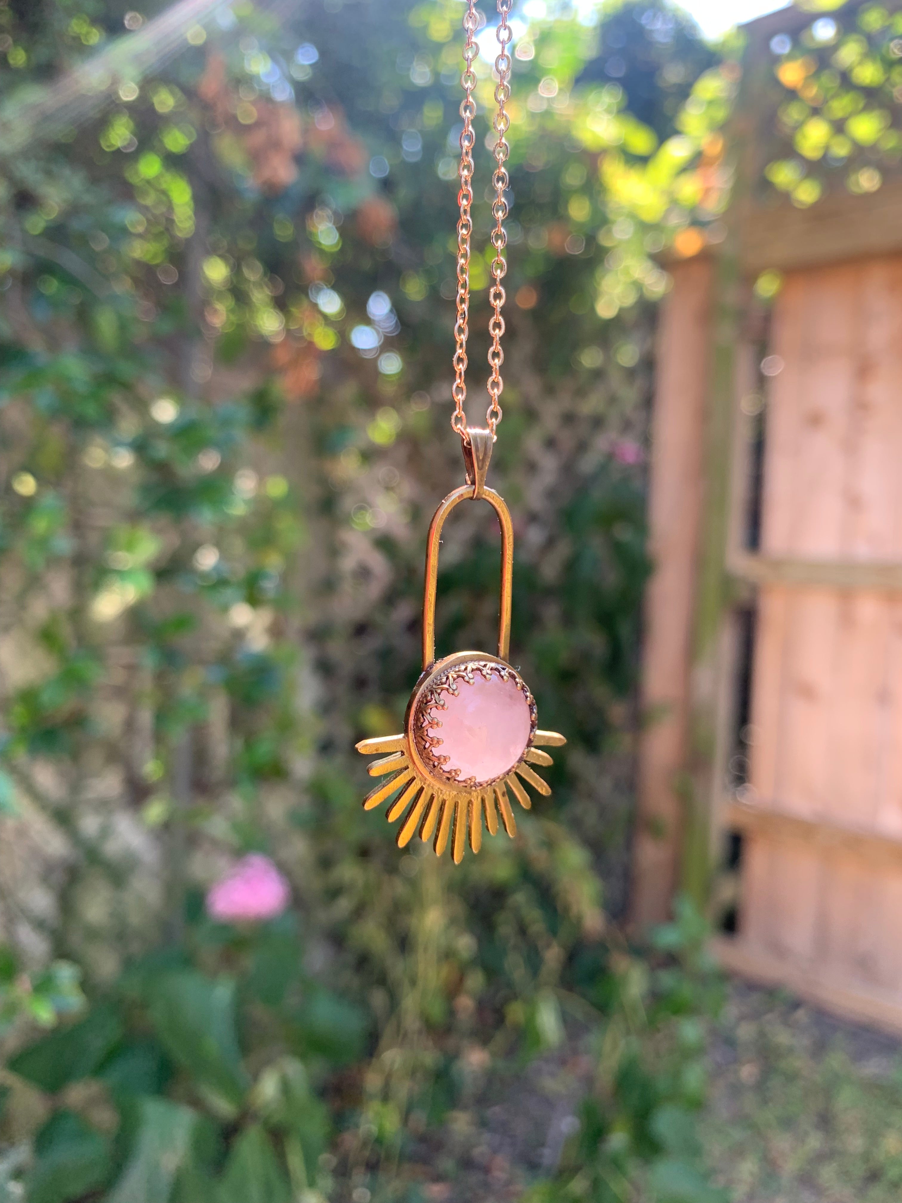 Rose Quartz Aten Sundrop Necklace First Light