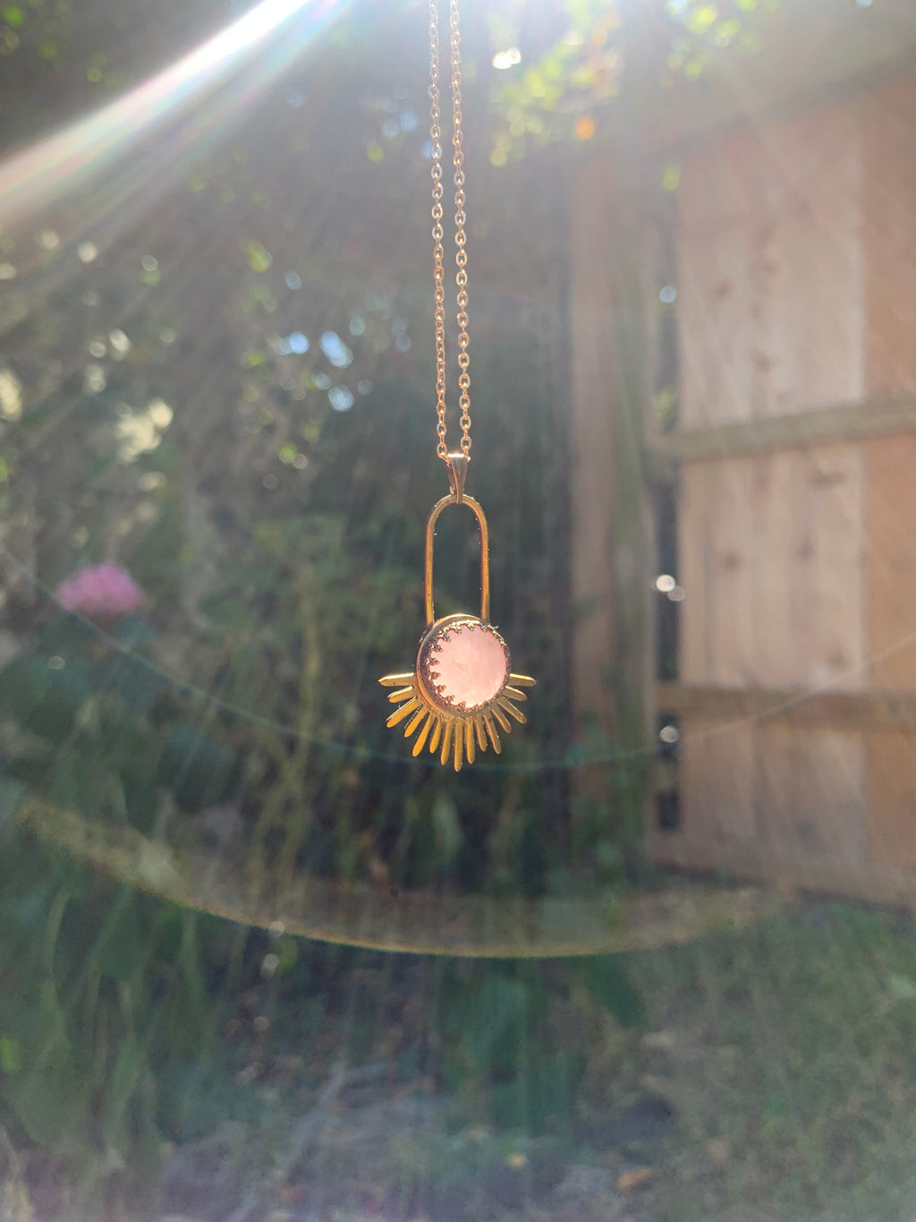Rose Quartz Aten Sundrop Necklace First Light