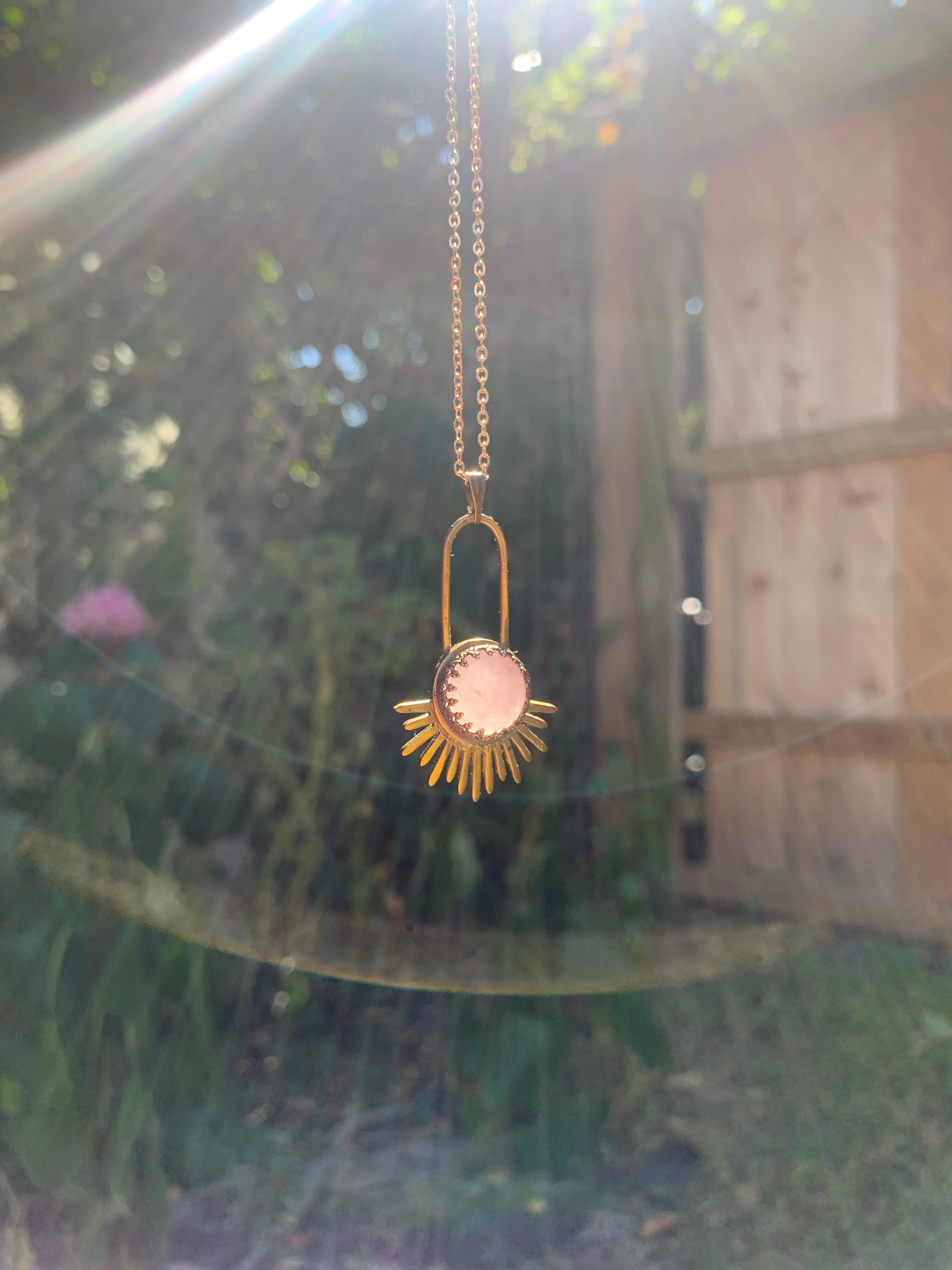 Rose Quartz Aten Sundrop Necklace First Light