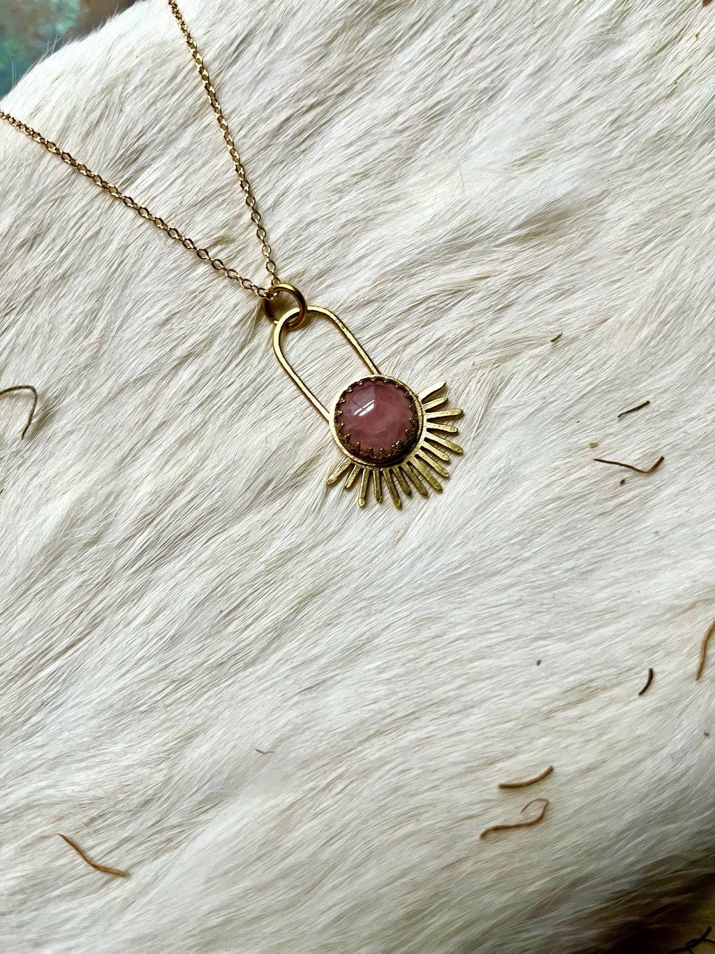 Rose Quartz Aten Sundrop Necklace First Light