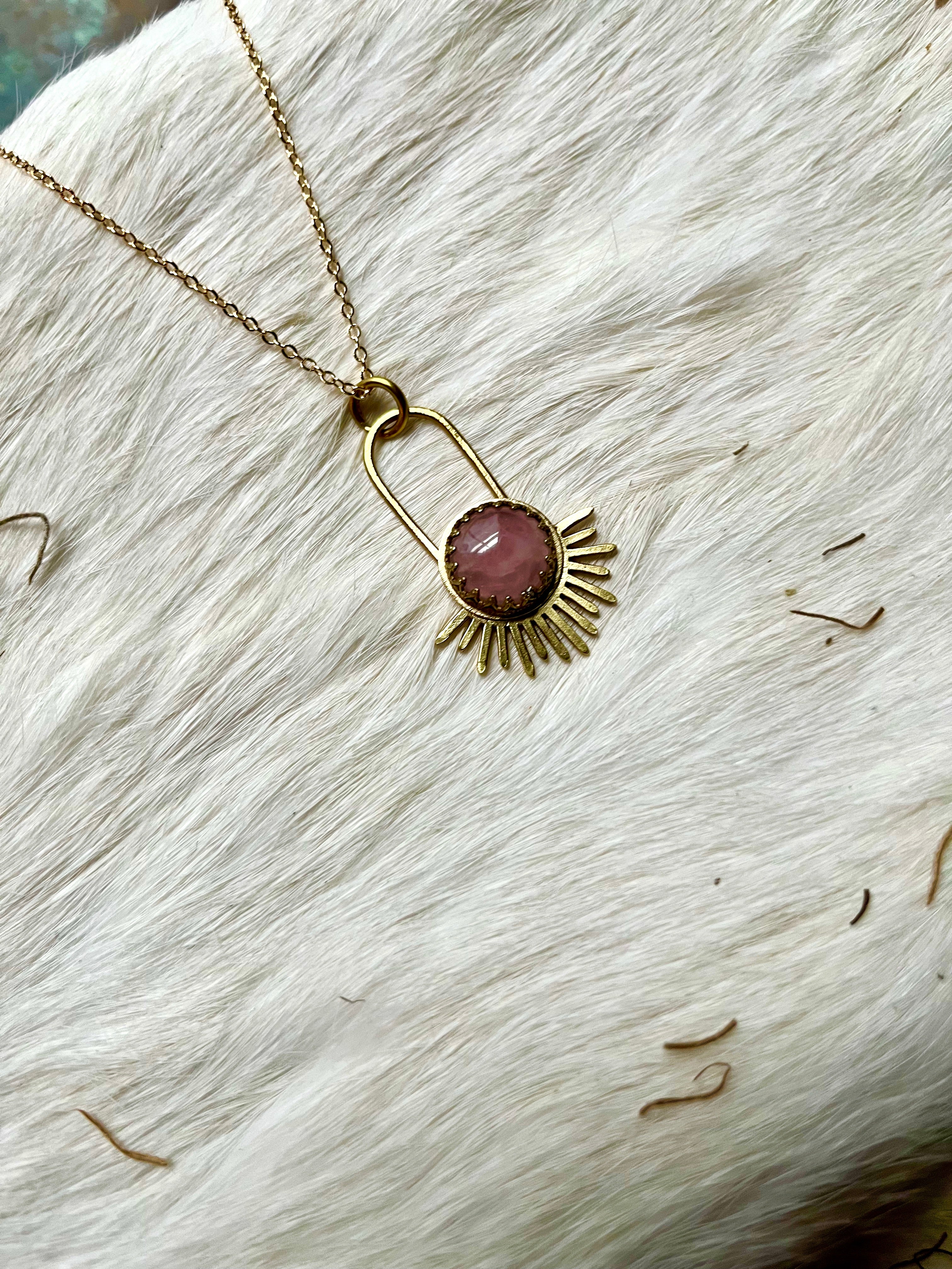 Rose Quartz Aten Sundrop Necklace First Light