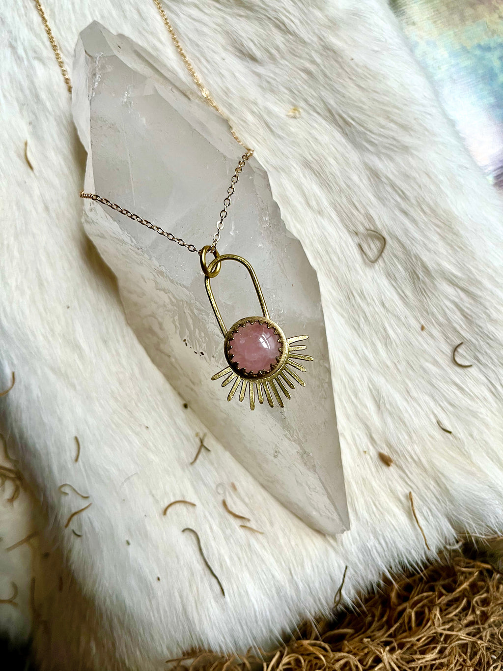Rose Quartz Aten Sundrop Necklace First Light